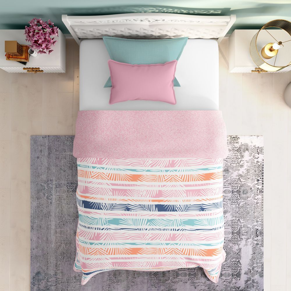 All Season Dohar | Single(90x56 Inch) | 110 GSM | 100% Cotton | Reversible Design | AC Blanket | Tropico Peach